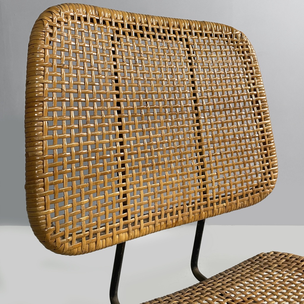 Sedie in metallo e rattan, 1960 ca.