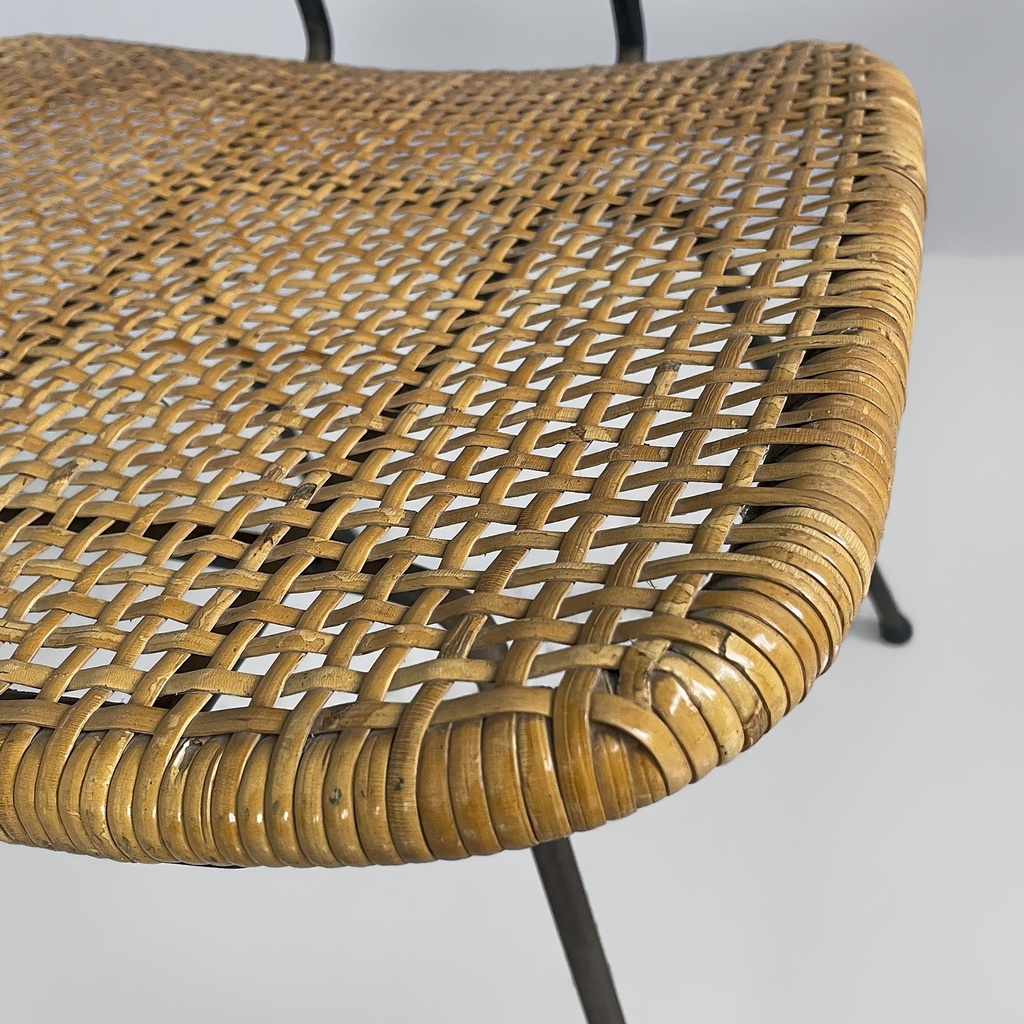 Sedie in metallo e rattan, 1960 ca.