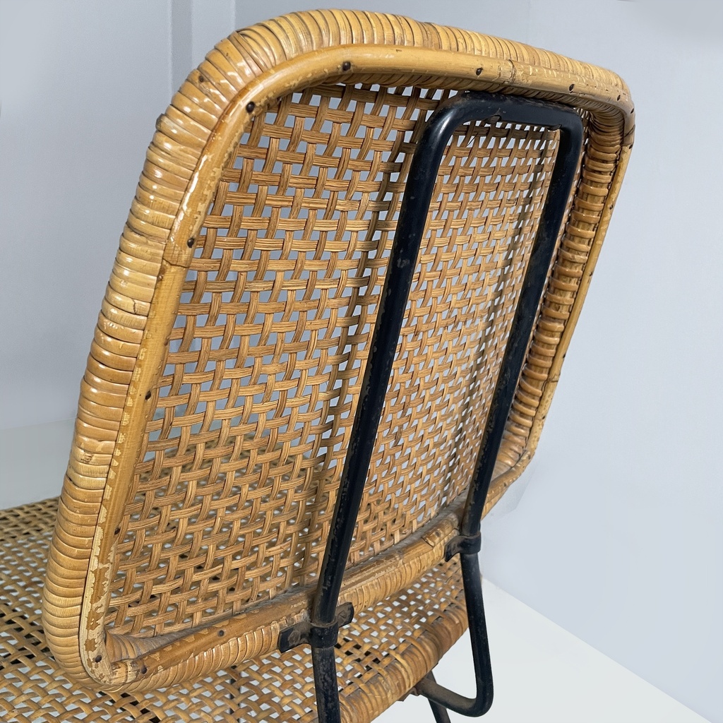 Sedie in metallo e rattan, 1960 ca.