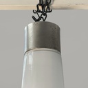 Lampadari in vetro opalino e metallo, 1970 ca. 