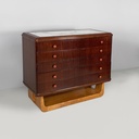 Cassettiera in legno e marmo, 1930 ca.