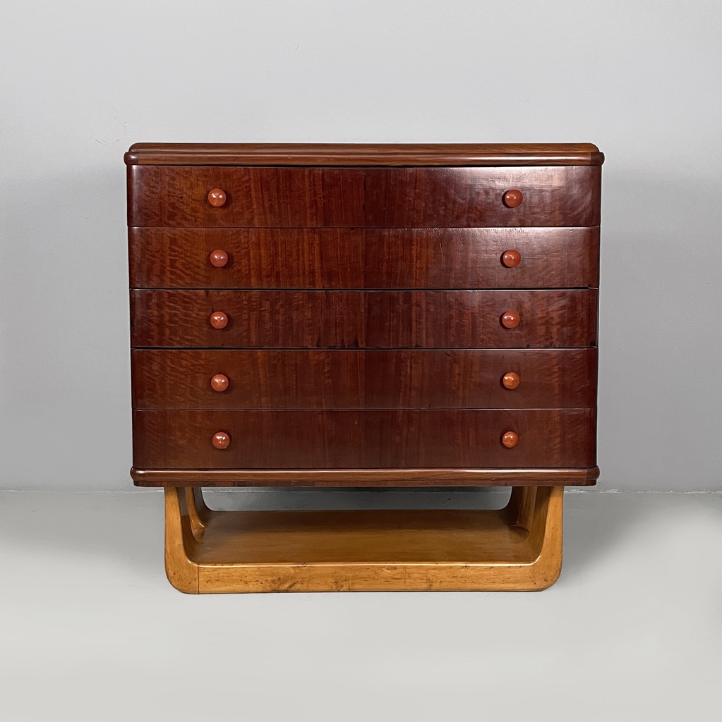 Cassettiera in legno e marmo, 1930 ca.
