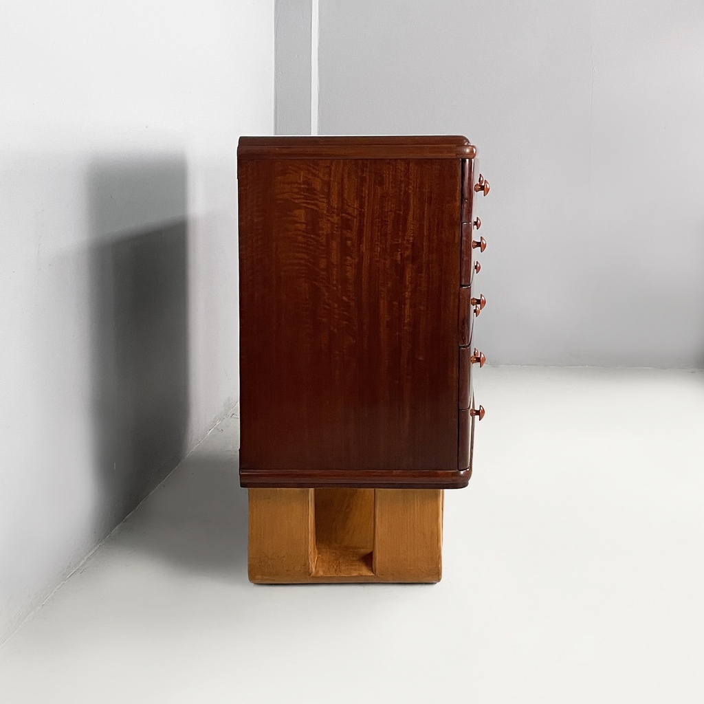 Cassettiera in legno e marmo, 1930 ca.