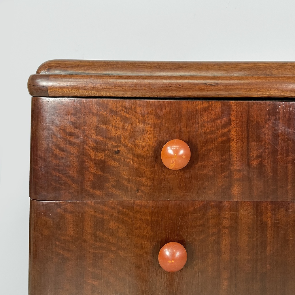Cassettiera in legno e marmo, 1930 ca.