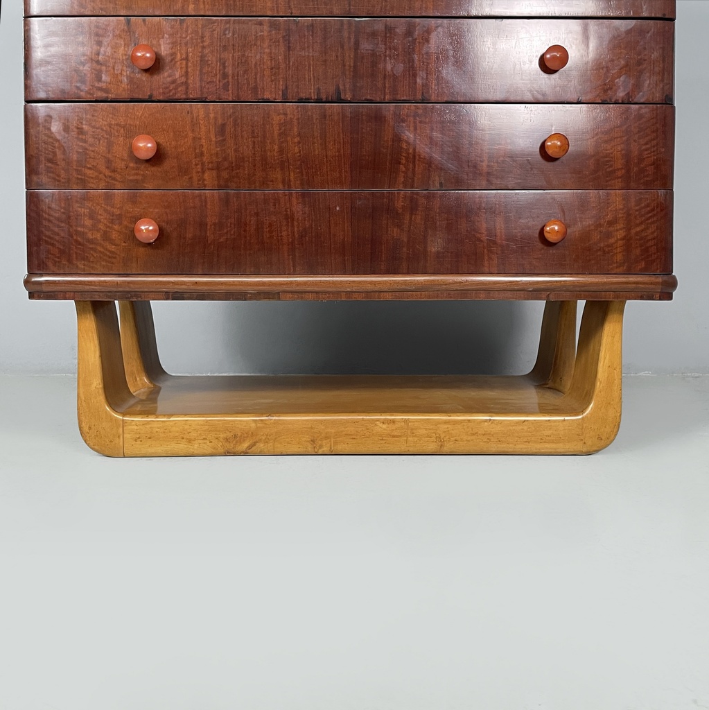 Cassettiera in legno e marmo, 1930 ca.