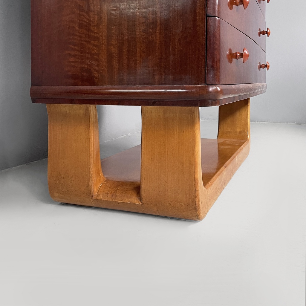 Cassettiera in legno e marmo, 1930 ca.
