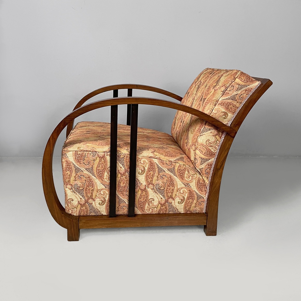 Poltrone in legno e tessuto, 1930 ca.