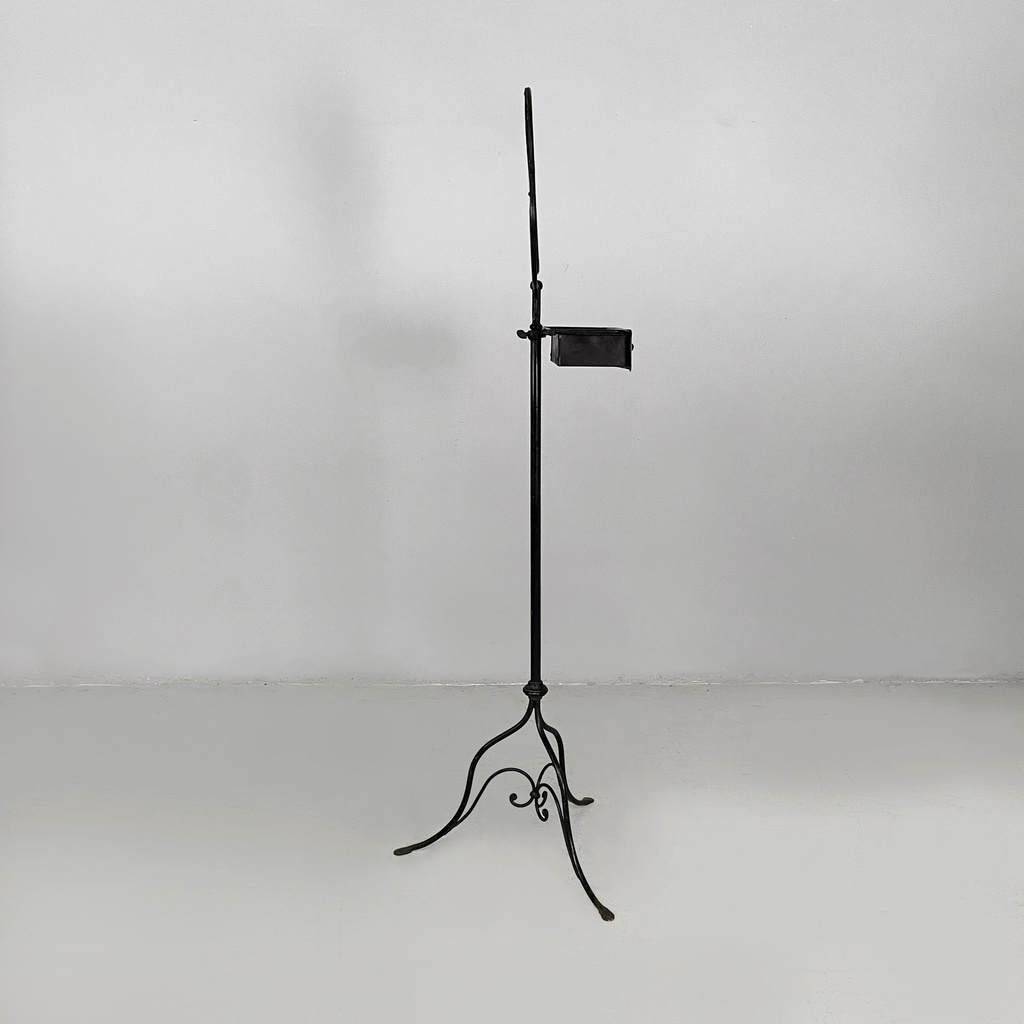 Consolle con specchio in metallo nero, fine 1800 ca.