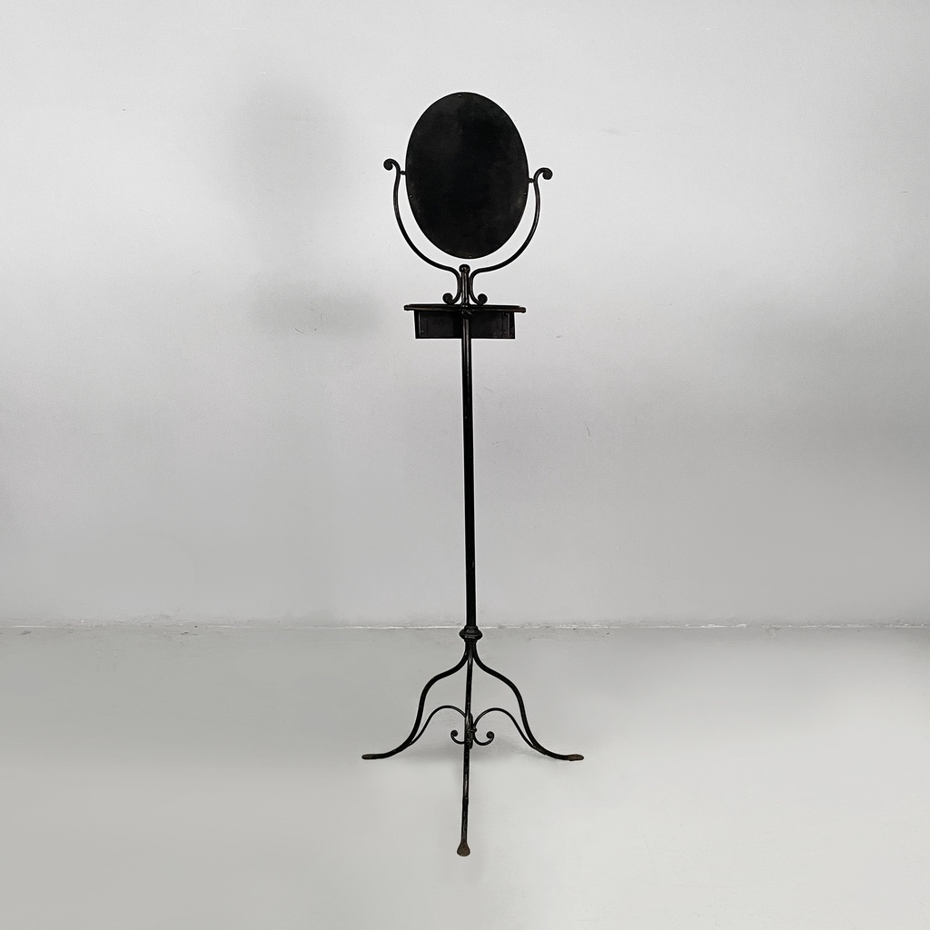 Consolle con specchio in metallo nero, fine 1800 ca.