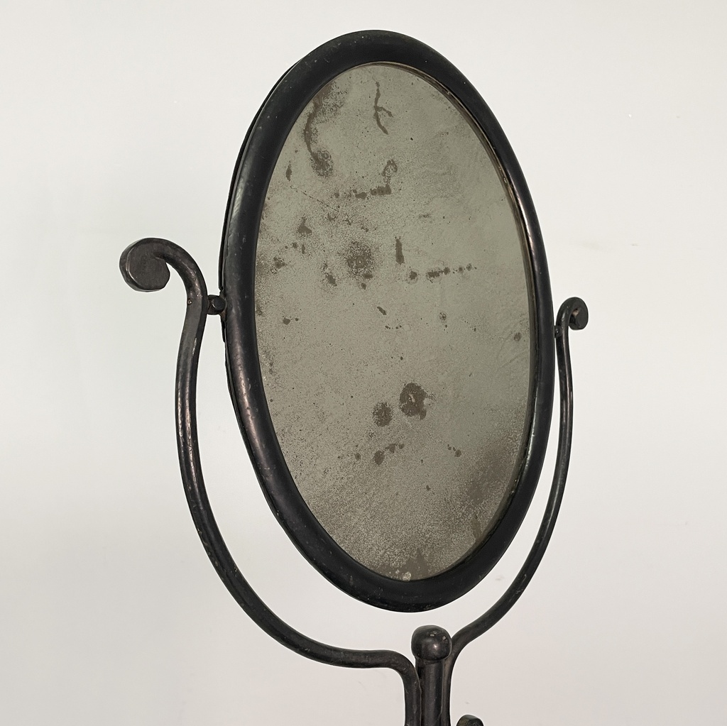 Consolle con specchio in metallo nero, fine 1800 ca.