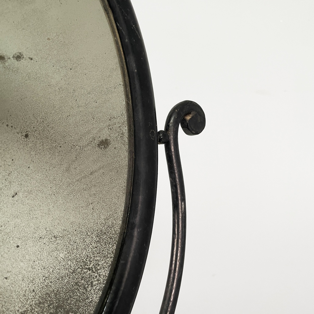 Consolle con specchio in metallo nero, fine 1800 ca.
