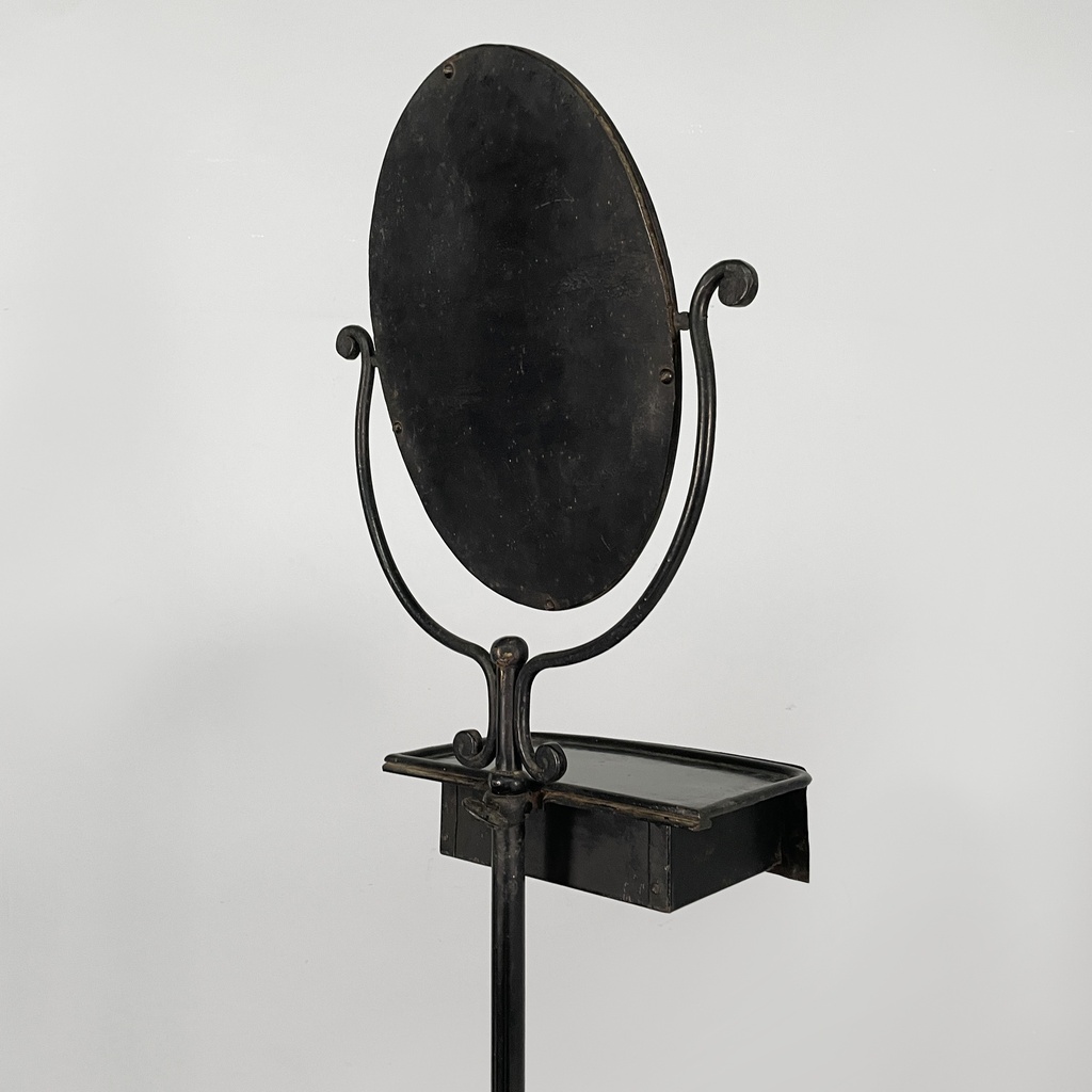 Consolle con specchio in metallo nero, fine 1800 ca.