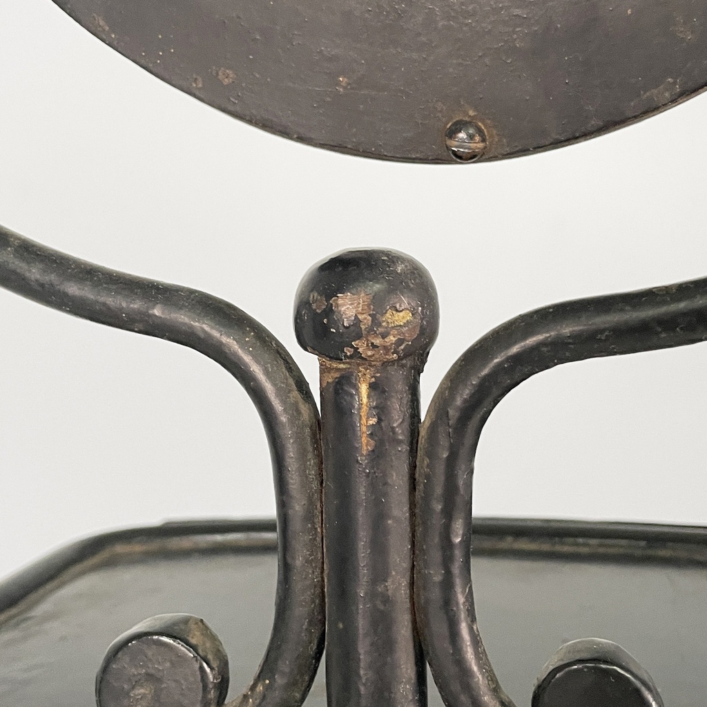 Consolle con specchio in metallo nero, fine 1800 ca.