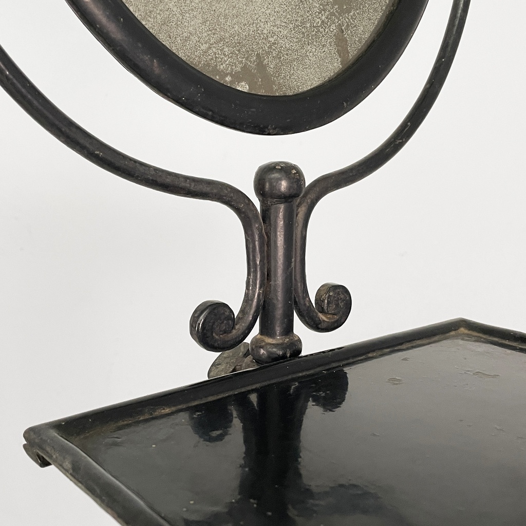 Consolle con specchio in metallo nero, fine 1800 ca.