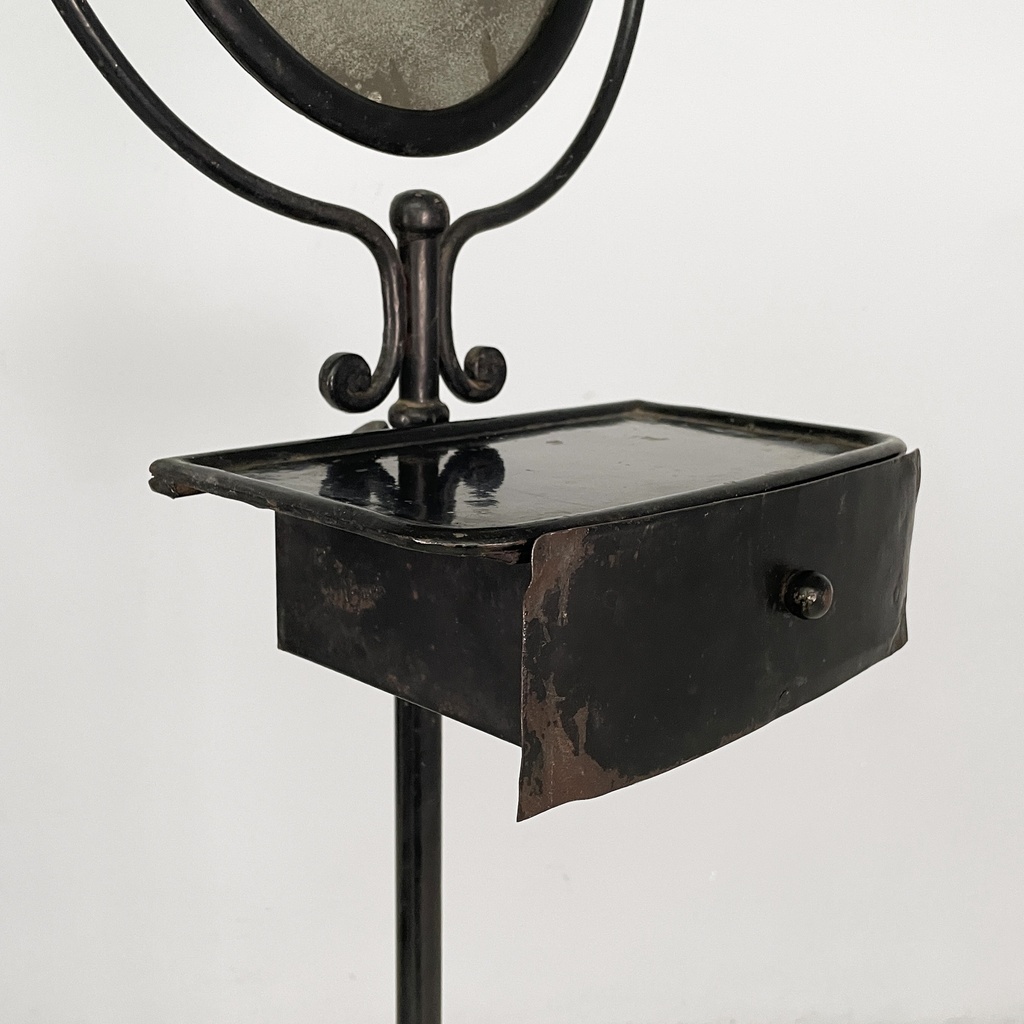 Consolle con specchio in metallo nero, fine 1800 ca.