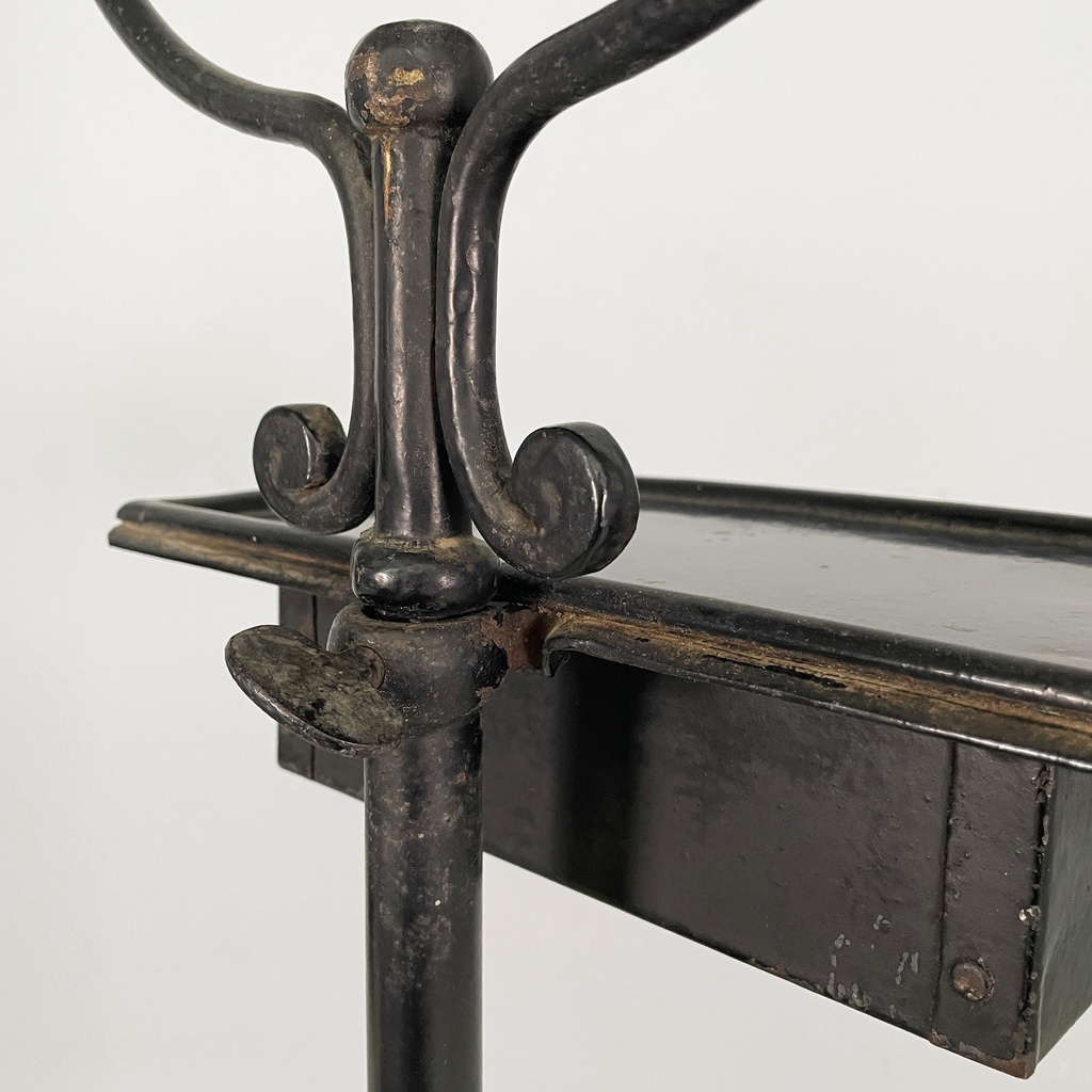 Consolle con specchio in metallo nero, fine 1800 ca.
