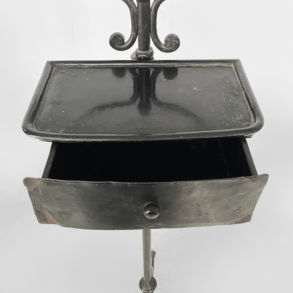 Consolle con specchio in metallo nero, fine 1800 ca.