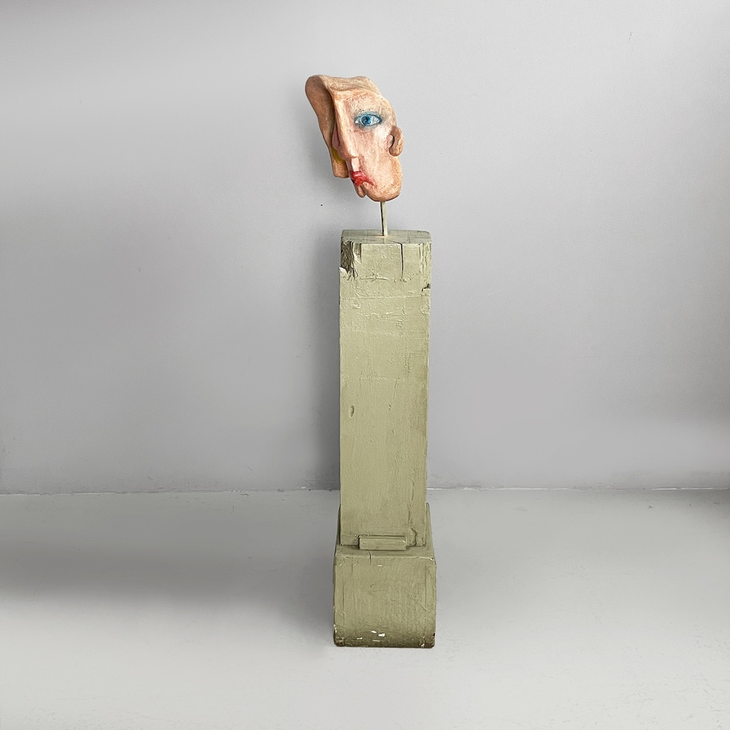 Scultura di testa in terracotta, 1980 ca.