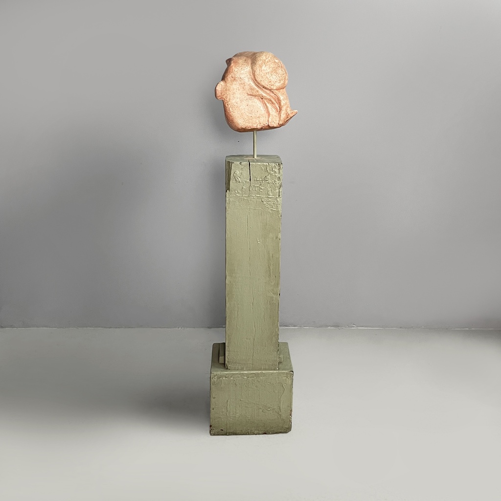 Scultura di testa in terracotta, 1980 ca.