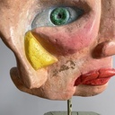 Scultura di testa in terracotta, 1980 ca.