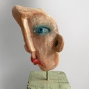 Scultura di testa in terracotta, 1980 ca.