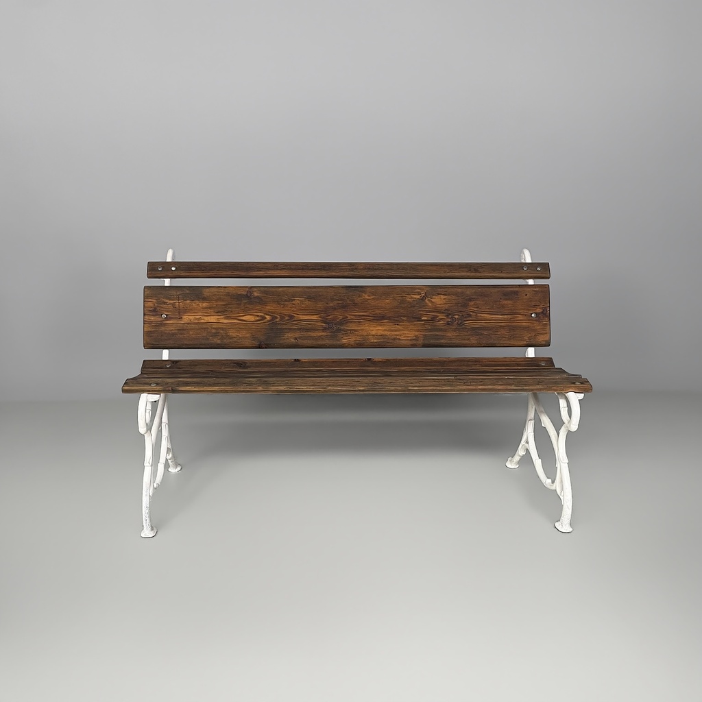 Panca in legno e ghisa bianca, 1930 ca.