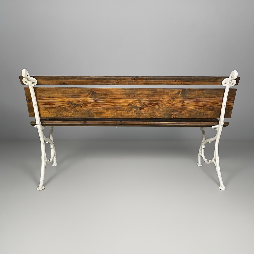 Panca in legno e ghisa bianca, 1930 ca.