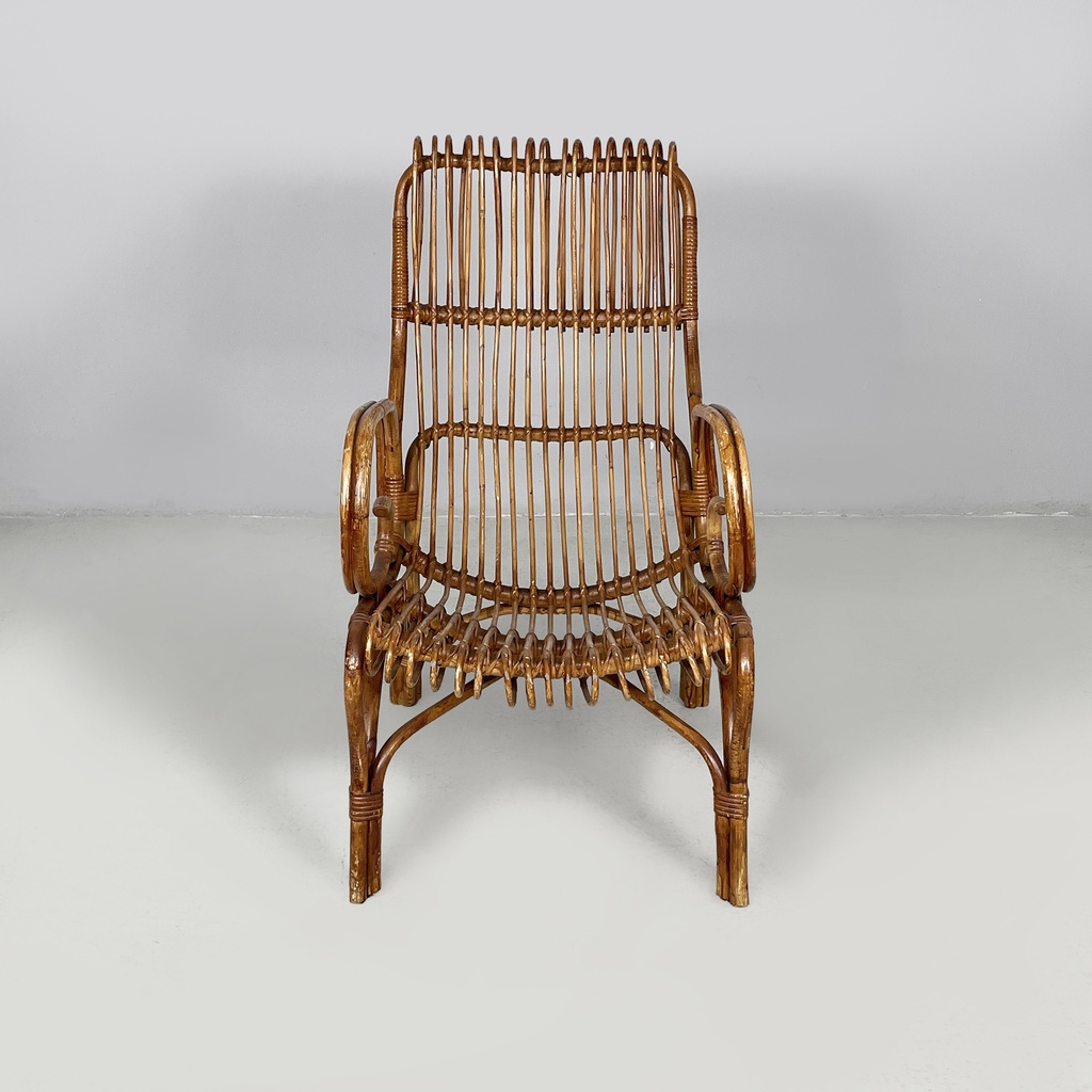Poltrone con braccioli in rattan, 1960 ca. 