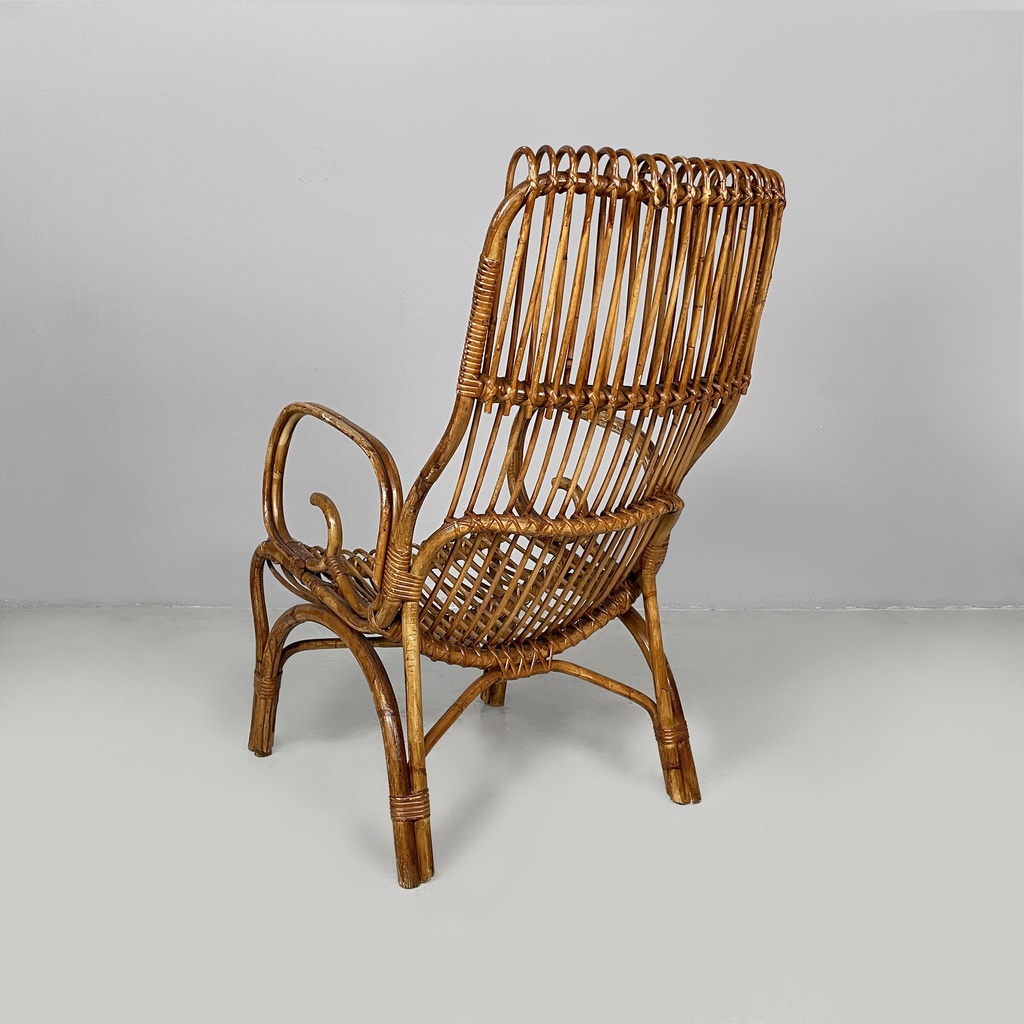 Poltrone con braccioli in rattan, 1960 ca. 