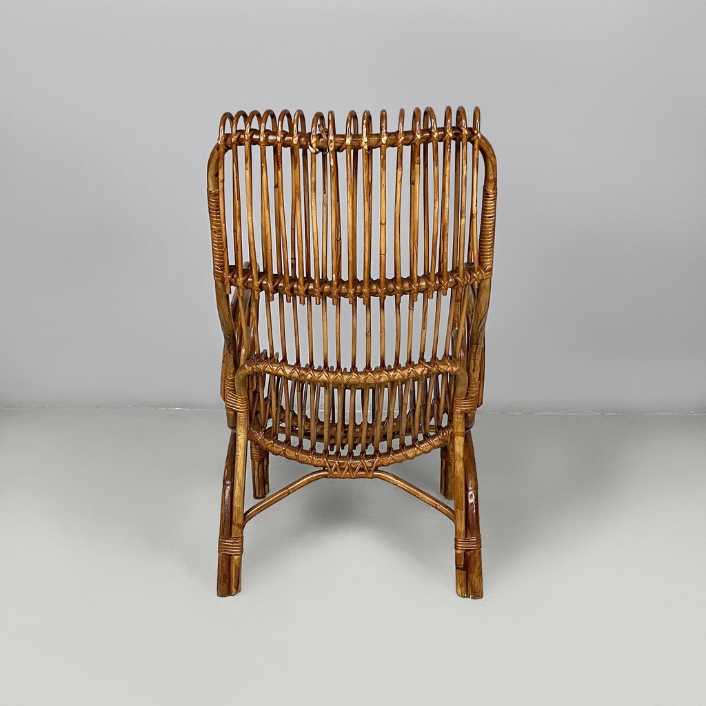 Poltrone con braccioli in rattan, 1960 ca. 