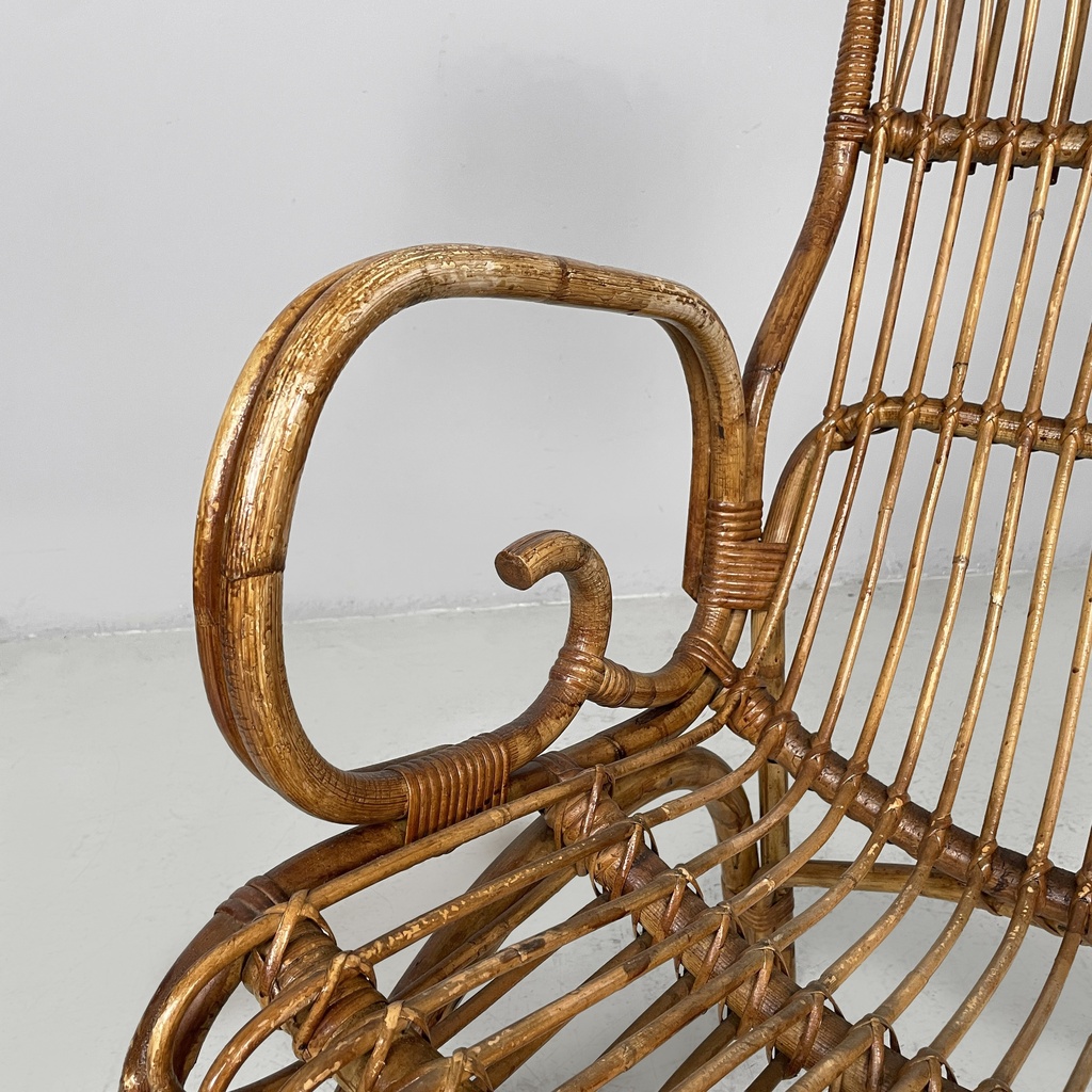 Poltrone con braccioli in rattan, 1960 ca. 
