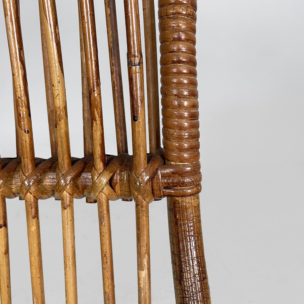 Poltrone con braccioli in rattan, 1960 ca. 