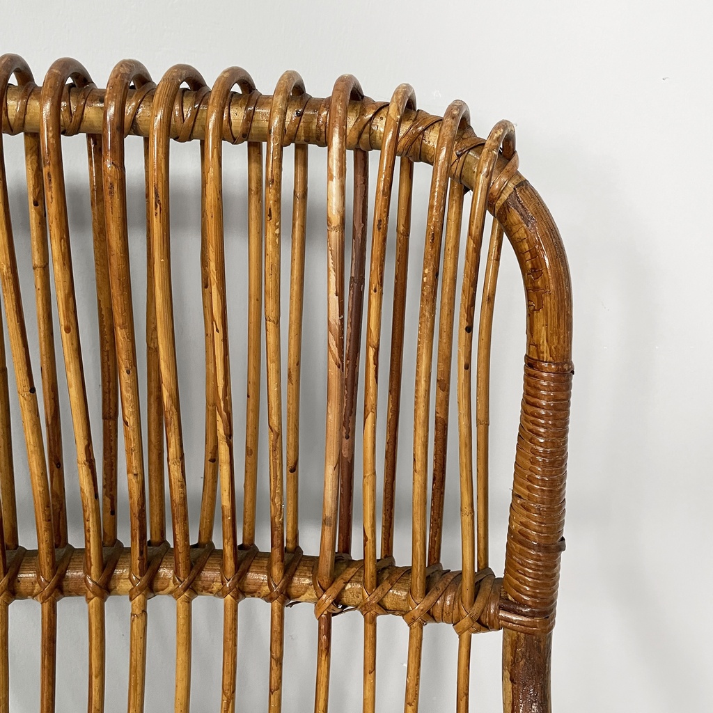 Poltrone con braccioli in rattan, 1960 ca. 