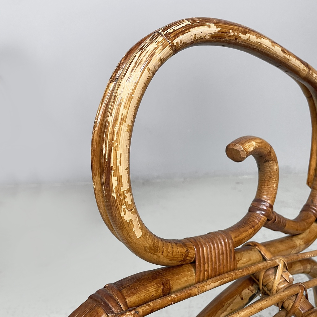 Poltrone con braccioli in rattan, 1960 ca. 