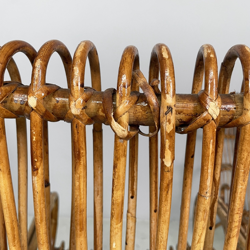 Poltrone con braccioli in rattan, 1960 ca. 