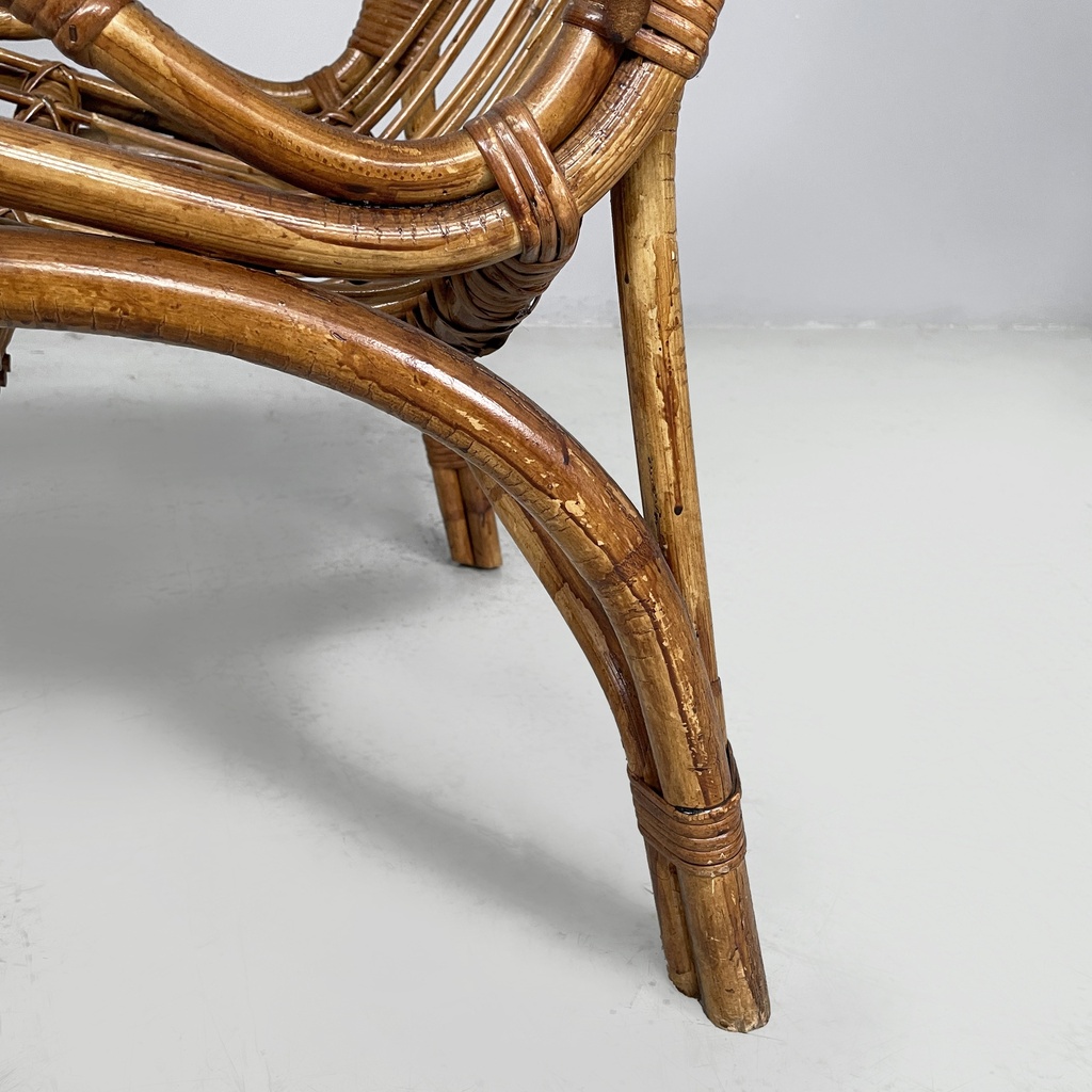 Poltrone con braccioli in rattan, 1960 ca. 