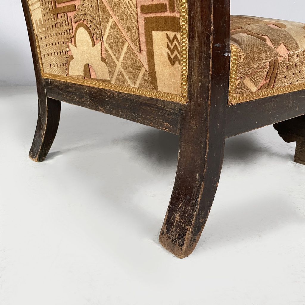 Poltrone in velluto e legno, 1930 ca.