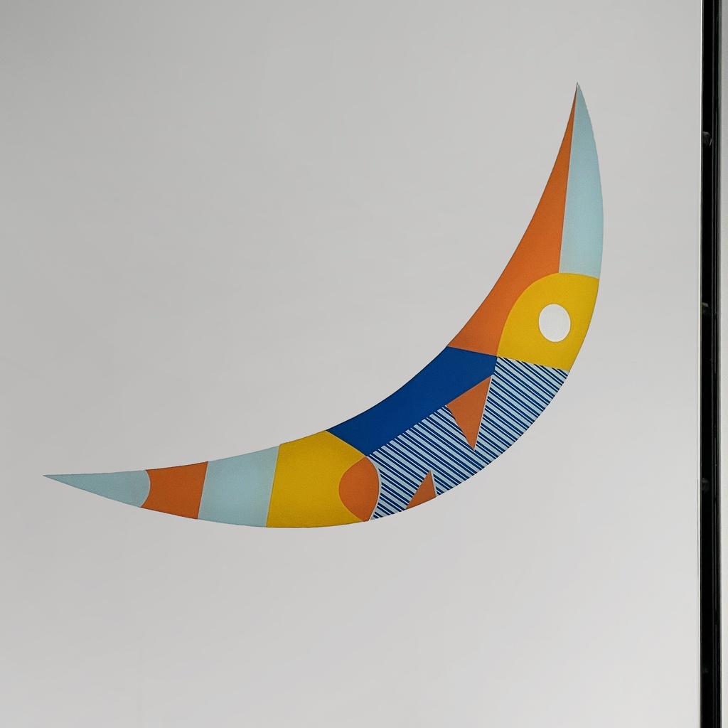 Specchio da terra con decorazione geometrica, 1980 ca.