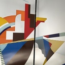 Specchio da terra con decorazione geometrica, 1980 ca.