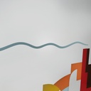 Specchio da terra con decorazione geometrica, 1980 ca.