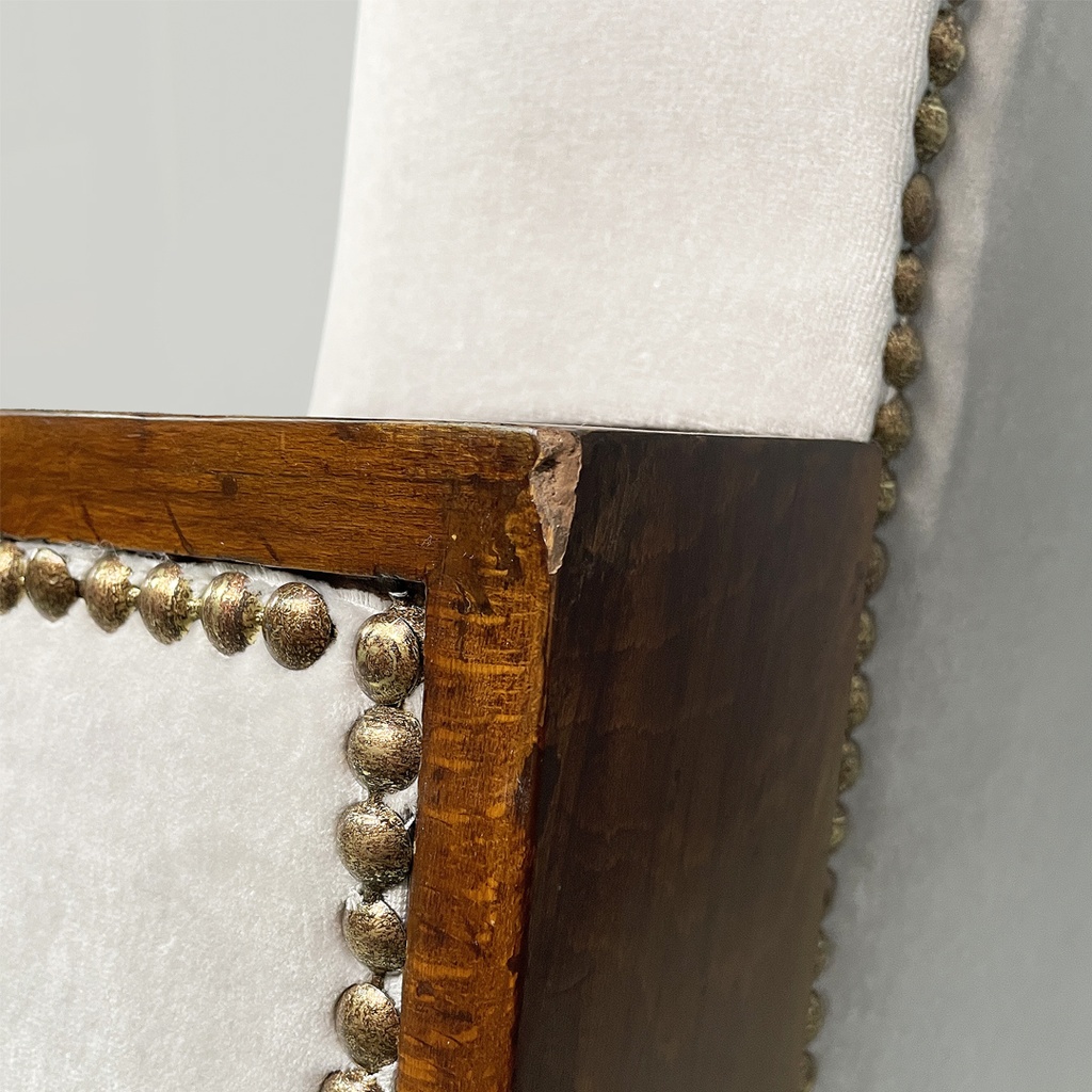 Poltrone in legno e velluto grigio, 1930 ca. 