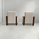Poltrone in legno e velluto grigio, 1930 ca. 