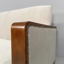 Divano in legno e velluto grigio, 1930 ca. 