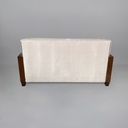 Divano in legno e velluto grigio, 1930 ca. 