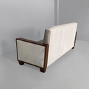 Divano in legno e velluto grigio, 1930 ca. 