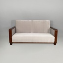 Divano in legno e velluto grigio, 1930 ca. 