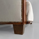 Divano in legno e velluto grigio, 1930 ca. 
