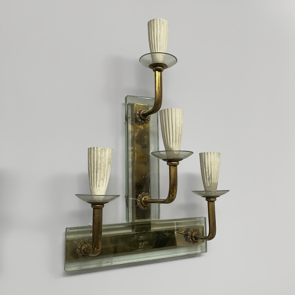 Applique in vetro e ottone, 1930 ca.