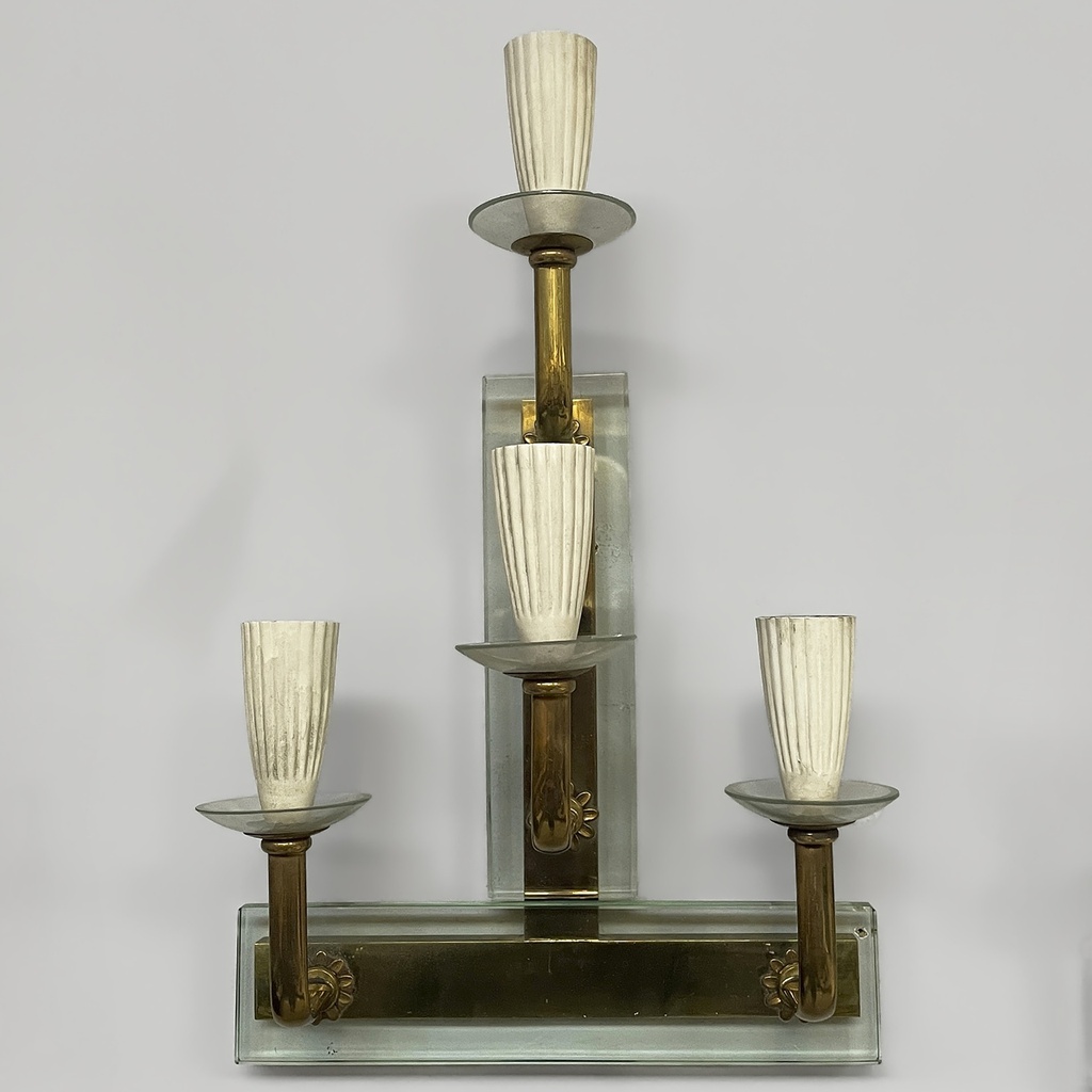 Applique in vetro e ottone, 1930 ca.