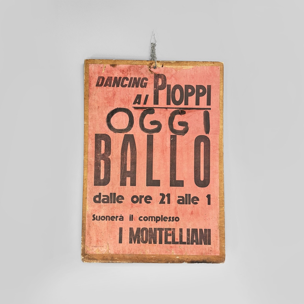 Insegna pubblicitaria in legno, 1970 ca.
